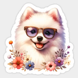 American Eskimo Dog Floral Sticker